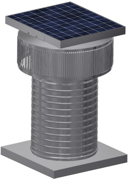 Aura Solar Exhaust Fan 524 CFM | 10" Diameter | 12" Tall Collar  | Curb Mount Flange