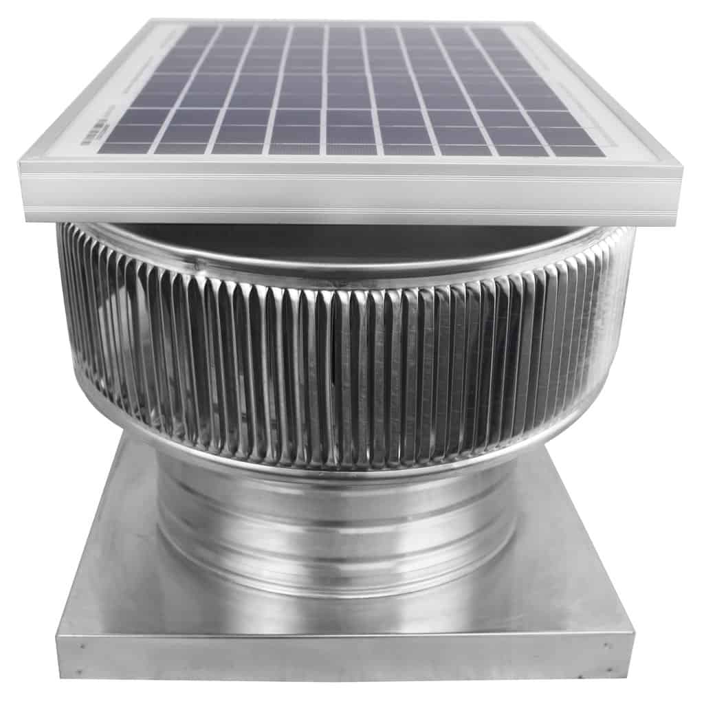 Aura Solar Exhaust Fan 524 CFM | 10" Diameter | 4" Tall Collar  | Curb Mount Flange