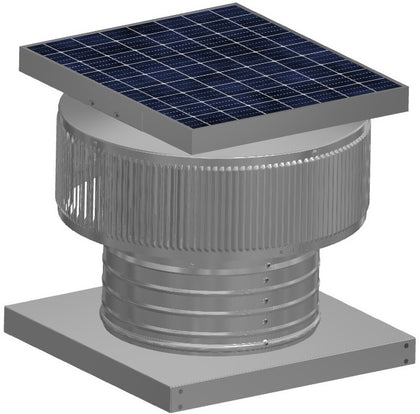 Aura Solar Exhaust Fan 524 CFM | 10" Diameter | 4" Tall Collar  | Curb Mount Flange