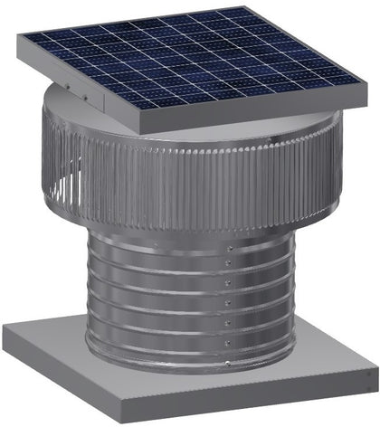 Aura Solar Exhaust Fan 524 CFM | 10" Diameter | 6" Tall Collar  | Curb Mount Flange