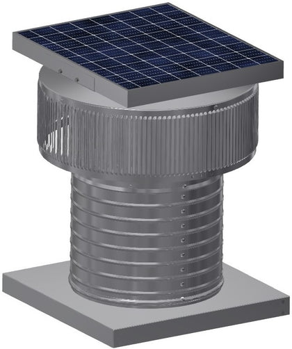 Aura Solar Exhaust Fan 524 CFM | 10" Diameter | 8" Tall Collar  | Curb Mount Flange