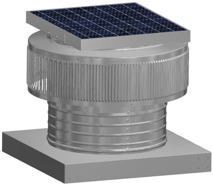 Aura Solar Exhaust Fan 740 CFM | 12" Diameter | 4" Tall Collar  | Curb Mount Flange