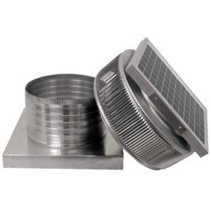 Aura Solar Exhaust Fan 740 CFM | 12" Diameter | 6" Tall Collar  | Curb Mount Flange