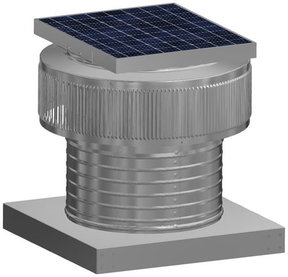 Aura Solar Exhaust Fan 740 CFM | 12" Diameter | 6" Tall Collar  | Curb Mount Flange