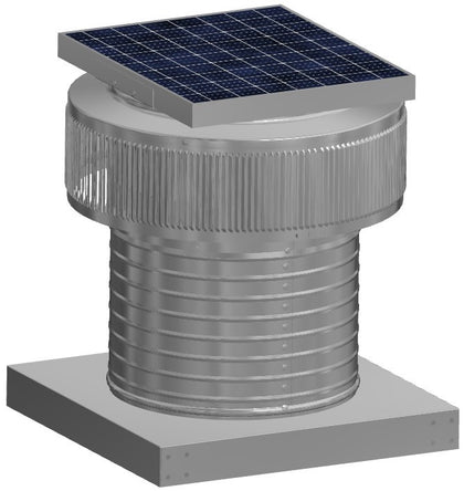 Aura Solar Exhaust Fan 740 CFM | 12" Diameter | 8" Tall Collar  | Curb Mount Flange