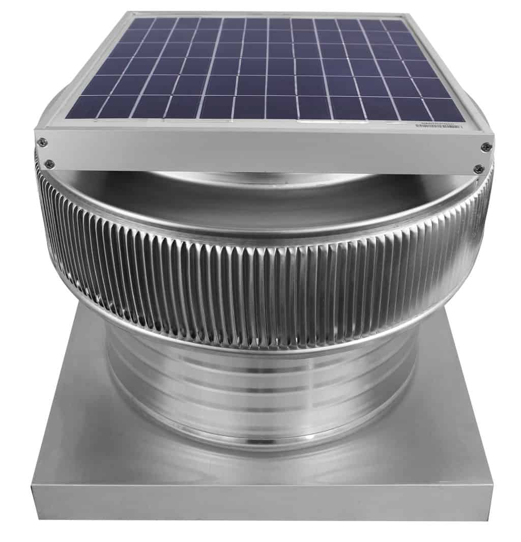 Aura Solar Exhaust Fan 1,007 CFM | 14" Diameter | 6" Tall Collar  | Curb Mount Flange