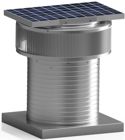 Aura Solar Exhaust Fan 1,375 CFM | 16" Diameter | 12" Tall Collar  | Curb Mount Flange