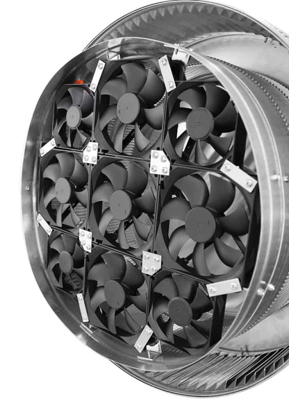 Model ASF-16-C8 | Aura Solar Fan | 16" Diameter | 8" Tall Collar | CFM: 1375