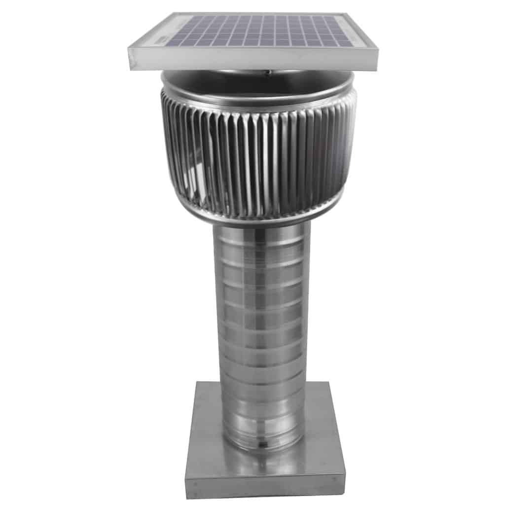 Aura Solar Exhaust Fan 91 CFM | 4" Diameter | 12" Tall Collar  | Curb Mount Flange