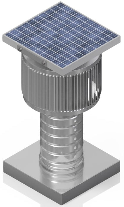 Aura Solar Exhaust Fan 91 CFM | 4" Diameter | 6" Tall Collar  | Curb Mount Flange