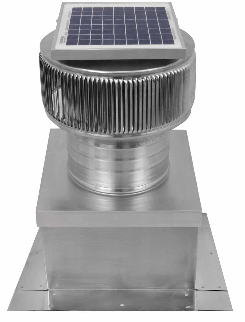 Aura Solar Exhaust Fan 365 CFM | 8" Diameter | 4" Tall Collar  | Curb Mount Flange