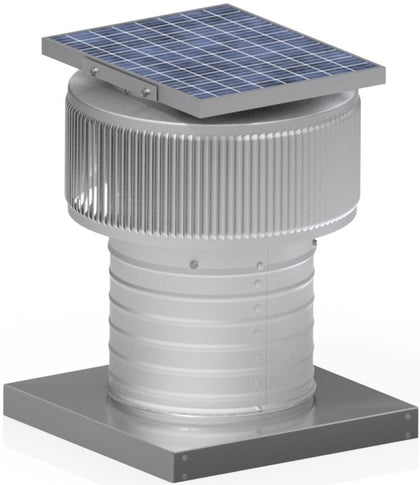 Aura Solar Exhaust Fan 365 CFM | 8" Diameter | 6" Tall Collar  | Curb Mount Flange