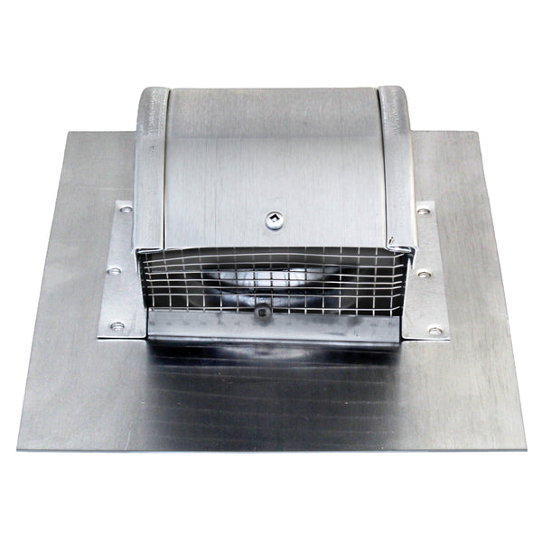 Gendzl Gooseneck Vent with Tailpipe, Damper, & Screen | Model GZL-3-SM-rib | 3-Inch Diameter | for SM-rib Panel Roofs | Front View