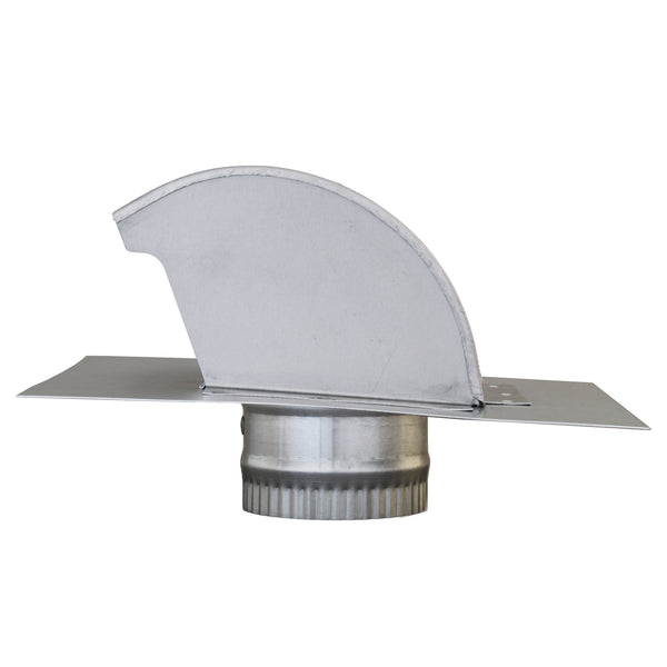 Gendzl Gooseneck Vent with Tailpipe, Damper, & Screen | Model GZL-3-SM-rib | 3-Inch Diameter | for SM-rib Panel Roofs | Side View