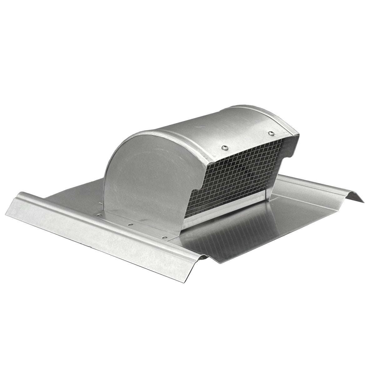 Gendzl Gooseneck Vent with SM-rib Flange, Tailpipe, Damper, & Screen | Model GZL-4-SM-rib | 4-Inch Diameter | For SM-rib Panel Roofs