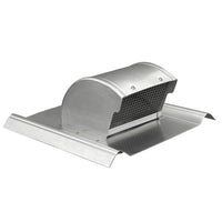 Gendzl Gooseneck Vent with SM-rib Flange, Tailpipe, Damper, & Screen | Model GZL-4-SM-rib | 4-Inch Diameter | For SM-rib Panel Roofs