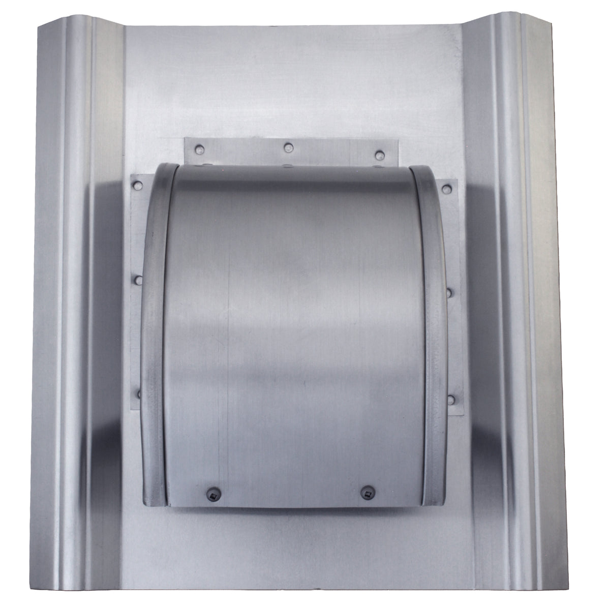 Gendzl Gooseneck Vent with SM-rib Flange, Tailpipe, Damper, & Screen | Model GZL-4-SM-rib | 4-Inch Diameter | For SM-rib Panel Roofs