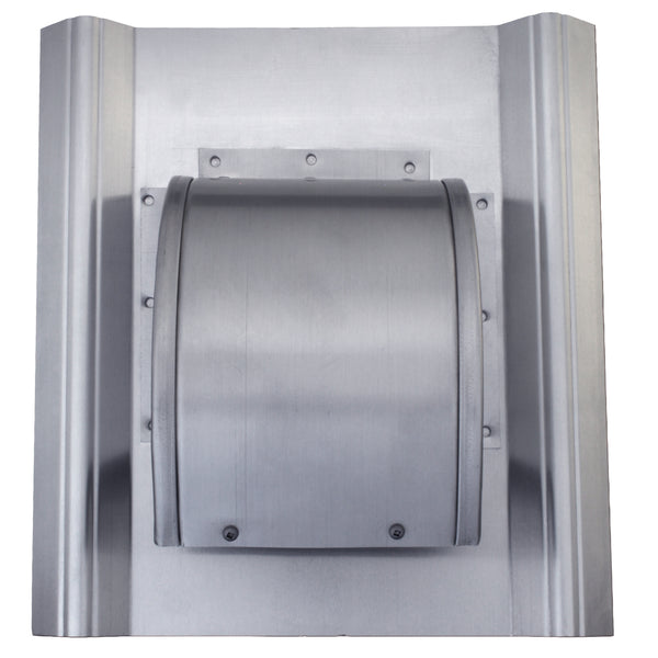 Gendzl Gooseneck Vent with SM-rib Flange, Tailpipe, Damper, & Screen | Model GZL-4-SM-rib | 4-Inch Diameter | For SM-rib Panel Roofs | Top View