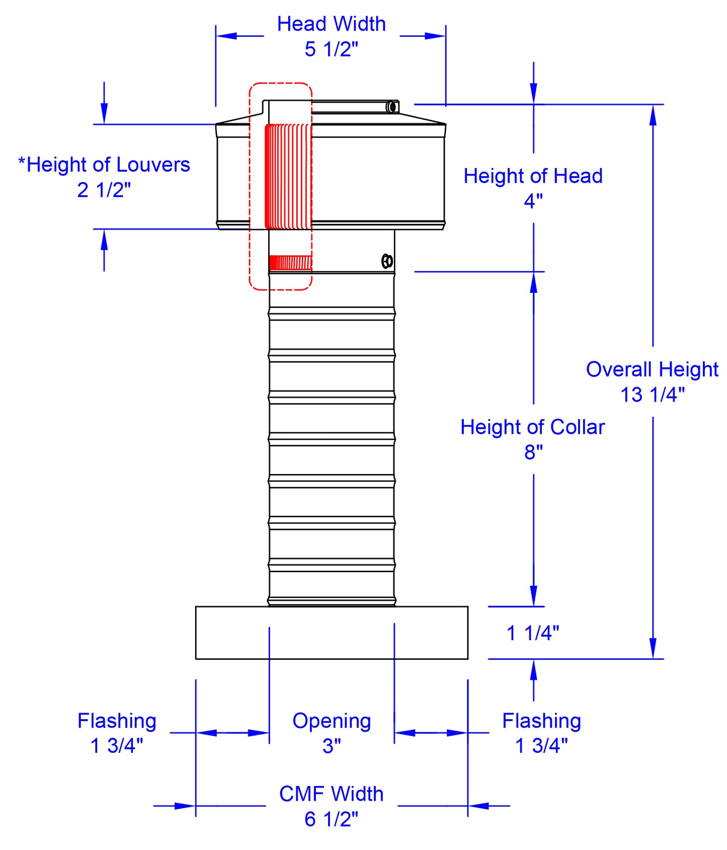 Model KV-3-CMF | Keepa Vent with Curb Mount Flange | 3" Diameter | Curb Mount Flange | 7 Sq. In. NFA