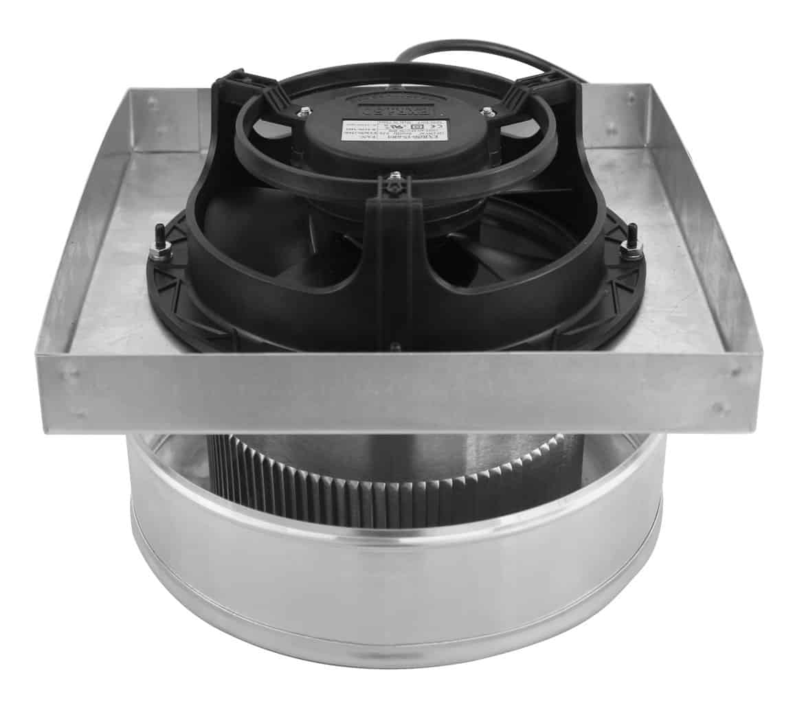 Model RBF-6-C2-CMF | Round Back Exhaust Fan |  6" Diameter | 2" Collar | Curb Mount Flange