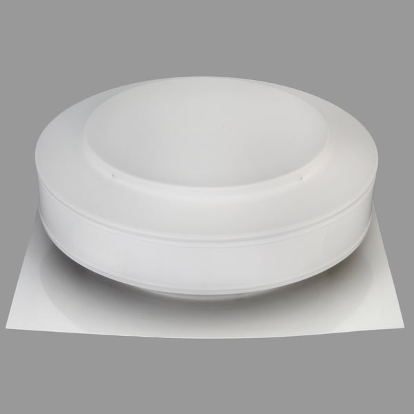 Static Vents - Round Back Roof Vent | 10" Diameter | 2" Tall Collar | Flat Flange | 78 Sq. In. NFA | Angle View