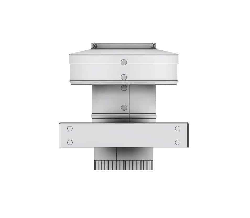 Model RBV-3-C2-CMF-TP | Round Back Vent  |  3" Diameter | " 2" Tall Collar  | Curb Mount Flange  |  Tail Pipe