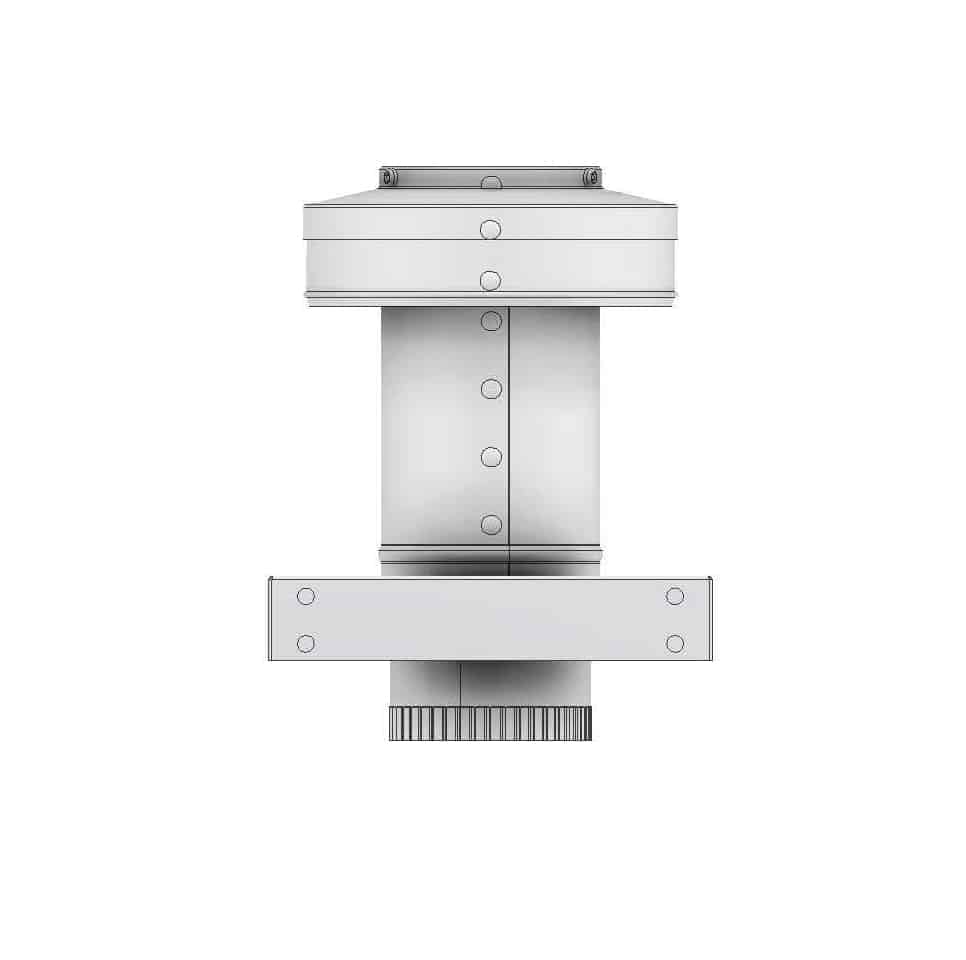 Model RBV-3-C4-CMF-TP | Round Back Vent  |  3" Diameter | " 4" Tall Collar  | Curb Mount Flange  |  Tail Pipe