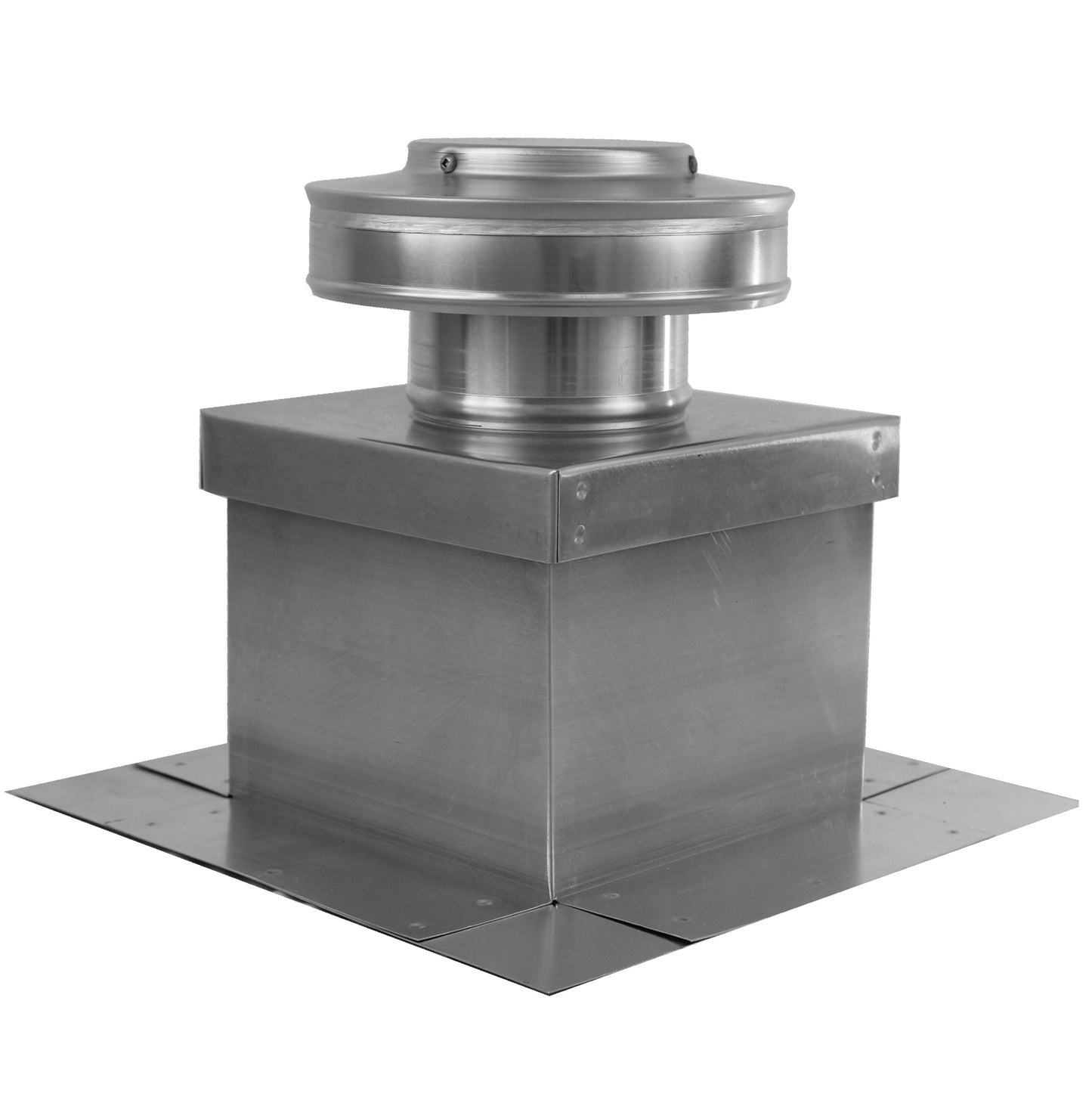 Model RBV-4-C2-CMF-TP | Round Back Vent  |  4" Diameter | " 2" Tall Collar  | Curb Mount Flange  |  Tail Pipe