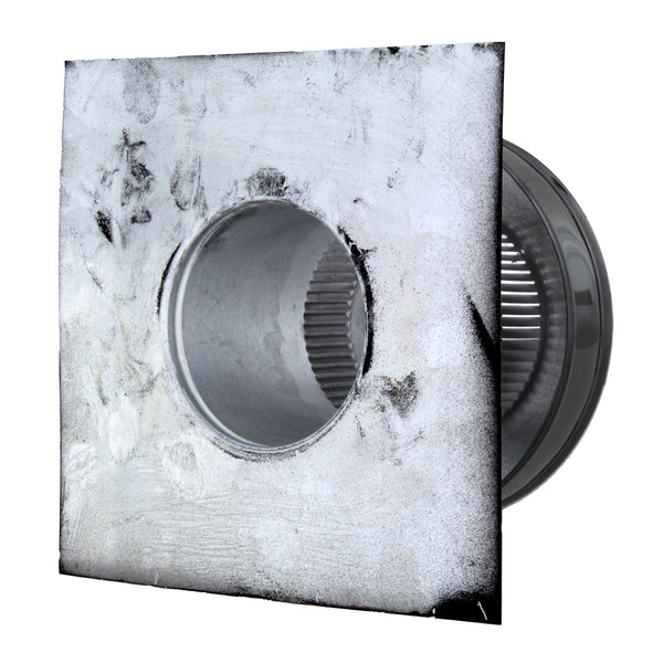 Static Vents - Round Back Roof Vent | 4" Diameter | 4" Tall Collar | Flat Flange | 12 Sq. In. NFA | Louvers View