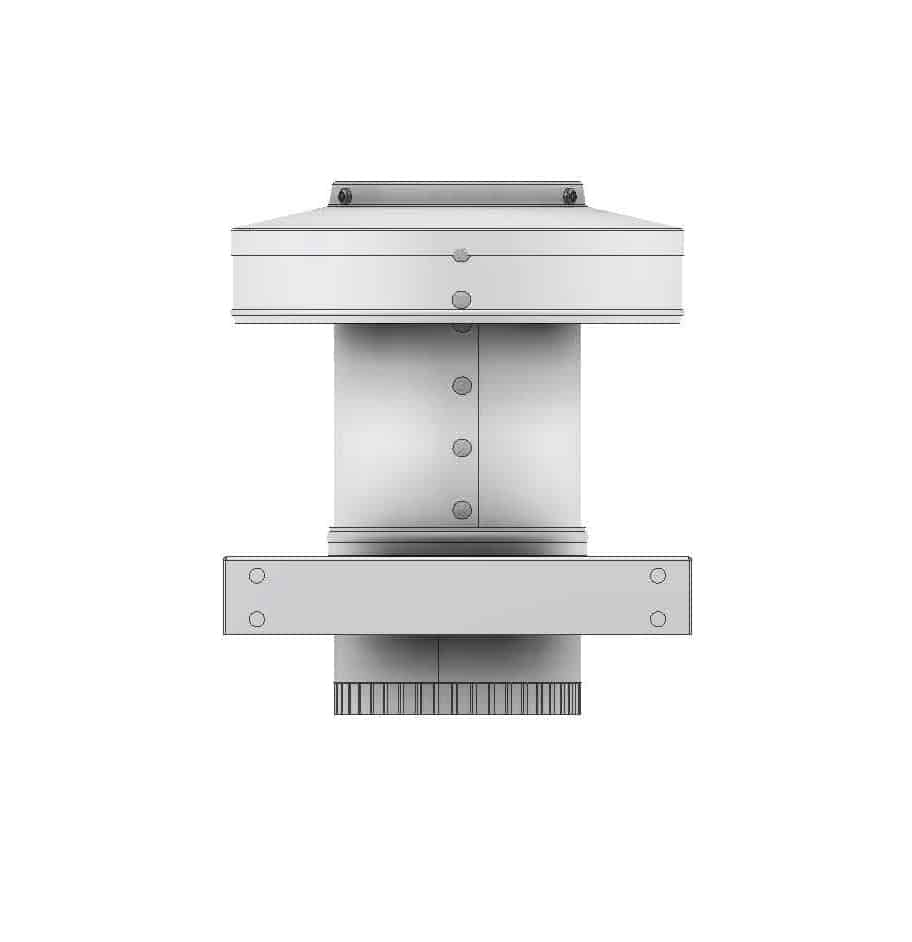 Model RBV-4-C4-CMF-TP | Round Back Vent  |  4" Diameter | " 4" Tall Collar  | Curb Mount Flange  |  Tail Pipe