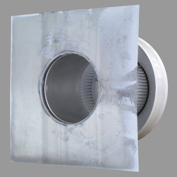 Static Vents - Round Back Roof Vent | 4" Diameter | 4" Tall Collar | Flat Flange | 12 Sq. In. NFA | Bottom View