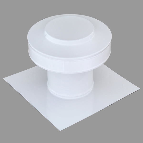 Static Vents - Round Back Roof Vent | 4" Diameter | 4" Tall Collar | Flat Flange | 12 Sq. In. NFA | Angle View