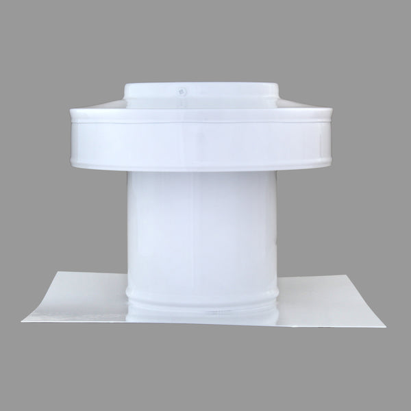 Static Vents - Round Back Roof Vent | 4" Diameter | 4" Tall Collar | Flat Flange | 12 Sq. In. NFA | Side View