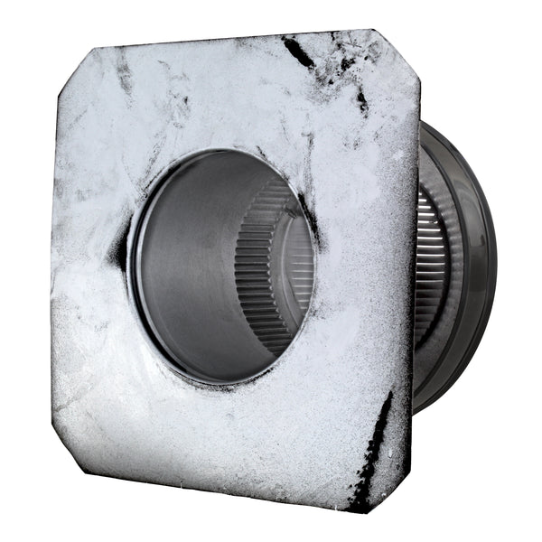 Static Vents - Round Back Roof Vent | 5" Diameter | 4" Tall Collar | Flat Flange | 19 Sq. In. NFA | Bottom View