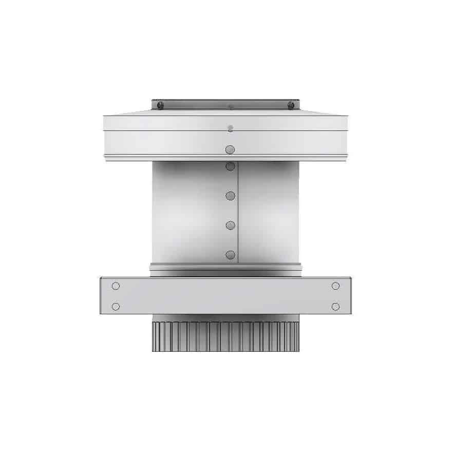 Model RBV-5-C4-CMF-TP | Round Back Vent  |  5" Diameter | " 4" Tall Collar  | Curb Mount Flange  |  Tail Pipe