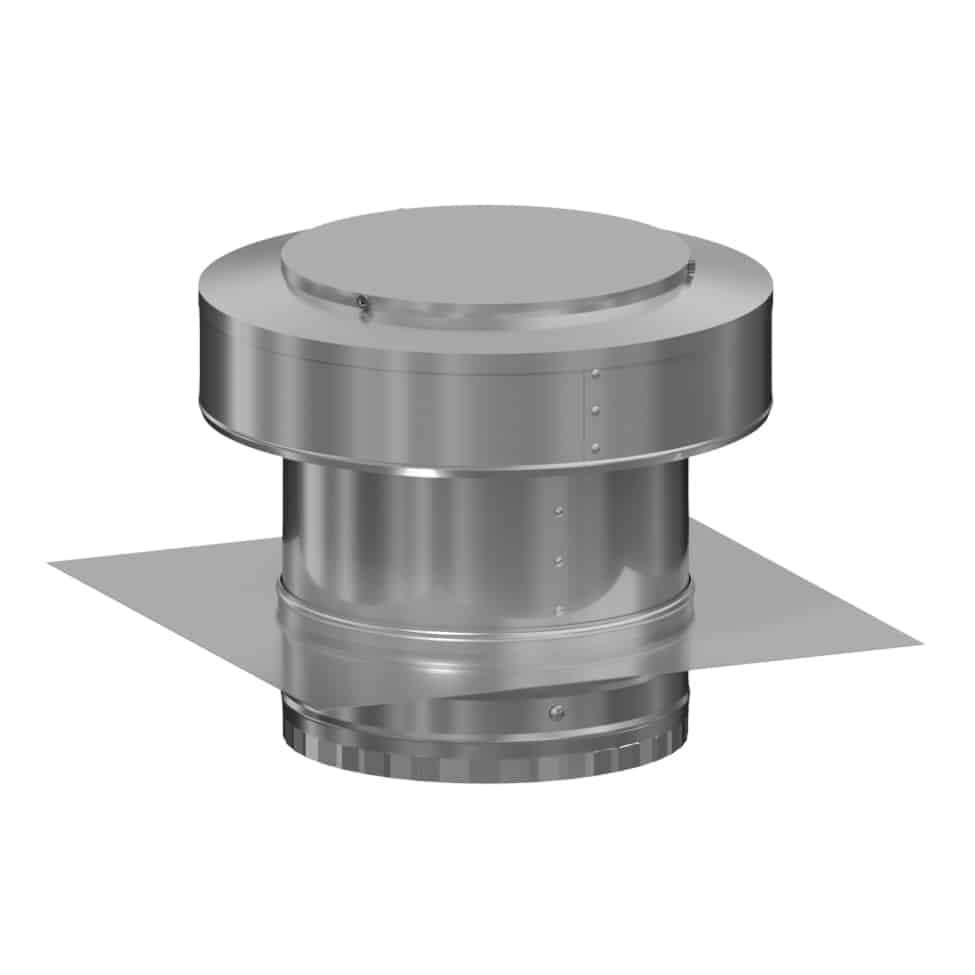 Model RBV-8-C4-TP | Round Back Vent |  8" Diameter | 4" Tall Collar  | Tail Pipe