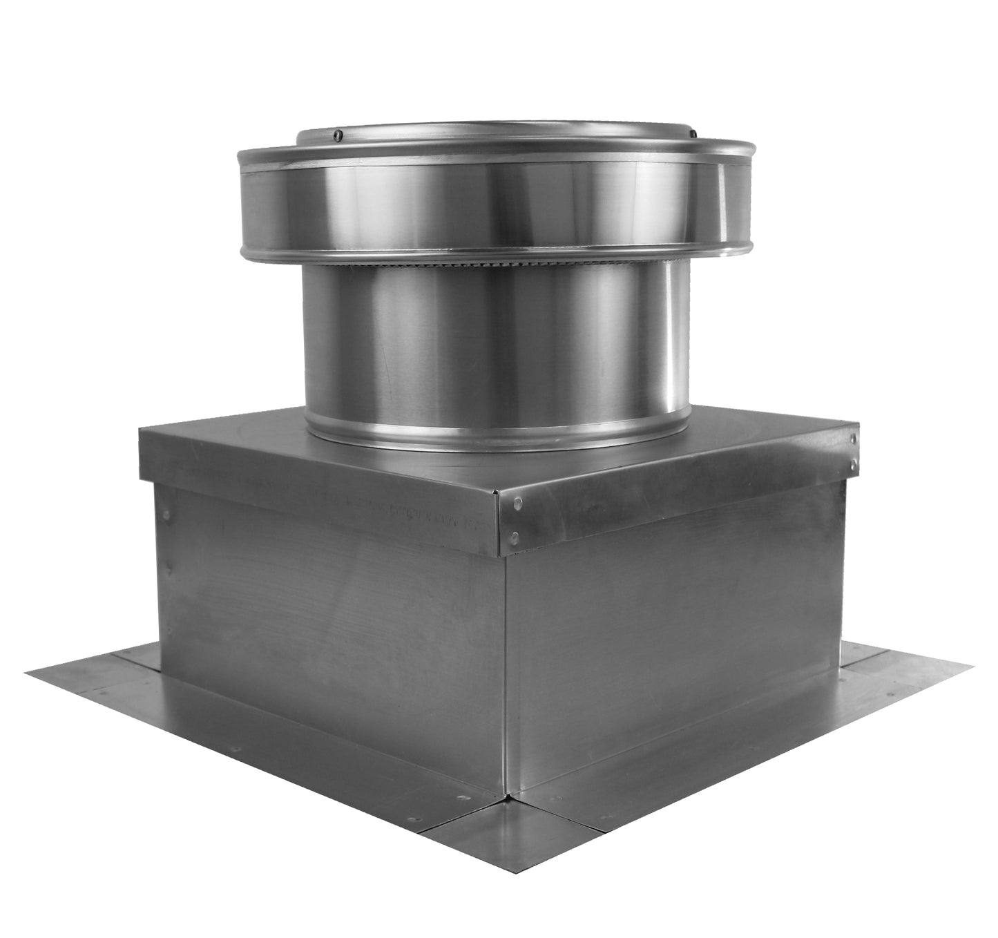 Model RBV-9-C4-CMF-TP | Round Back Vent  |  9" Diameter | " 4" Tall Collar  | Curb Mount Flange  |  Tail Pipe