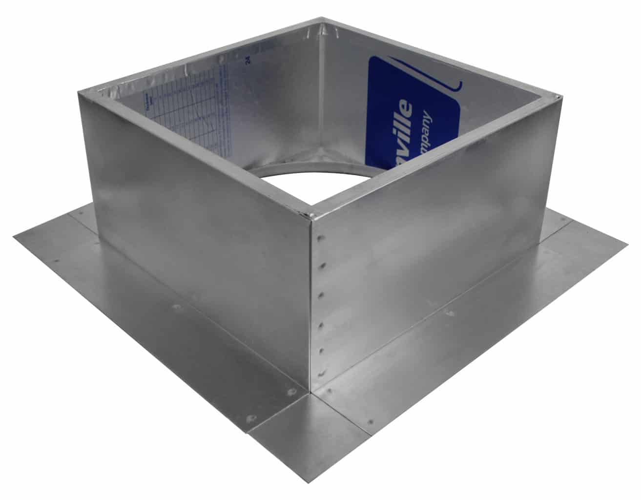 Model RC-9-H6-Ins |  Roof Curb for 9" Diameter Vent | 6" high walls | Insulated Walls