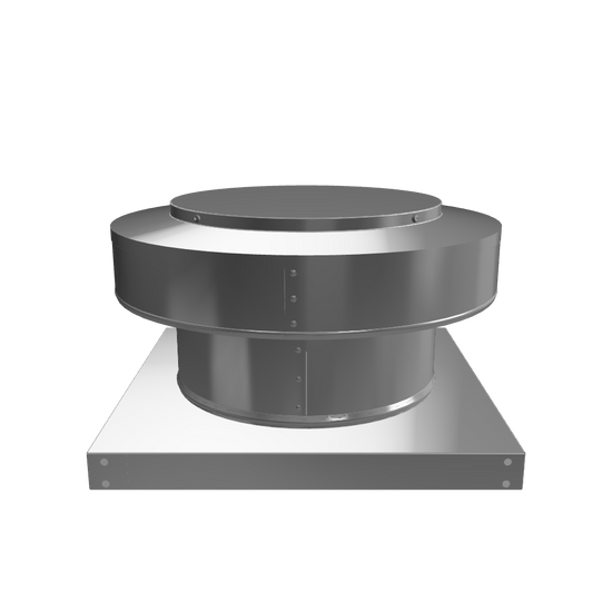 3D view 10 inch diameter roof vent  with 4 inch tall collar with curb mount base