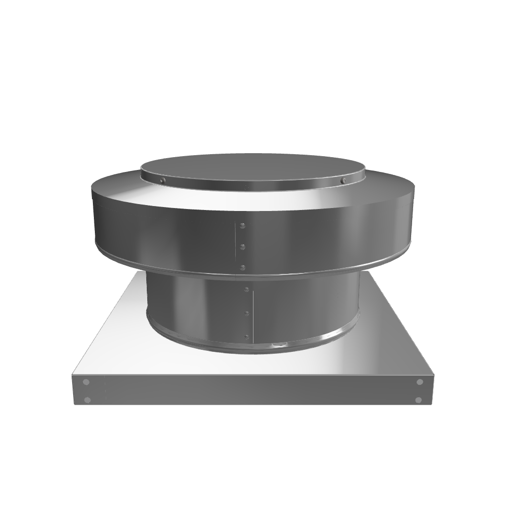 3D view 10 inch diameter roof vent  with 4 inch tall collar with curb mount base