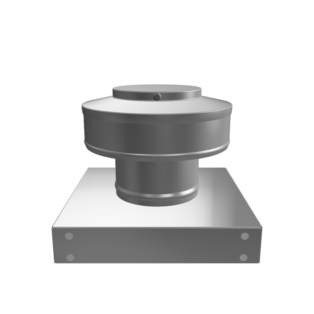3D view 3 inch diameter roof vent 2 inch tall collar with curb mount base