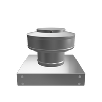 3D view 3 inch diameter roof vent 2 inch tall collar with curb mount base