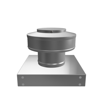 3D view 3 inch diameter roof vent 2 inch tall collar with curb mount base