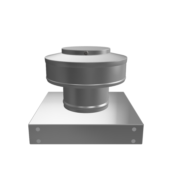 3D view 3 inch diameter roof vent 2 inch tall collar with curb mount base