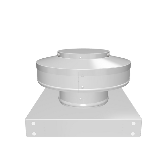 3D view 4 inch diameter roof vent 2 inch tall collar with curb mount base