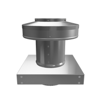 Model RBV-4-C4-CMF-TP | Round Back Vent  |  4" Diameter | " 4" Tall Collar  | Curb Mount Flange  |  Tail Pipe