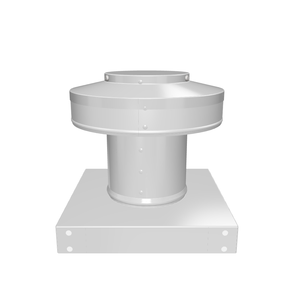3D view 4 inch diameter roof vent 4 inch tall collar with curb mount base