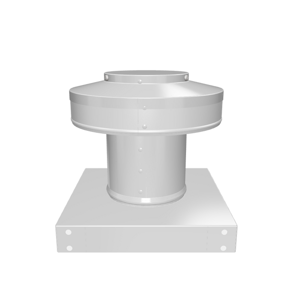 3D view 4 inch diameter roof vent 4 inch tall collar with curb mount base