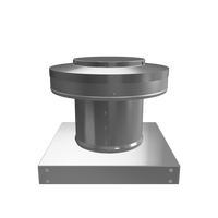 3D view 5 inch diameter roof vent 4 inch tall collar with curb mount base