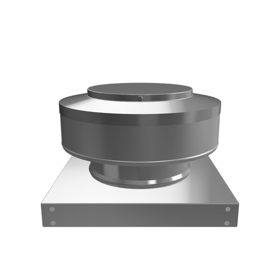 3D view 6 inch diameter roof vent 2 inch tall collar with curb mount base